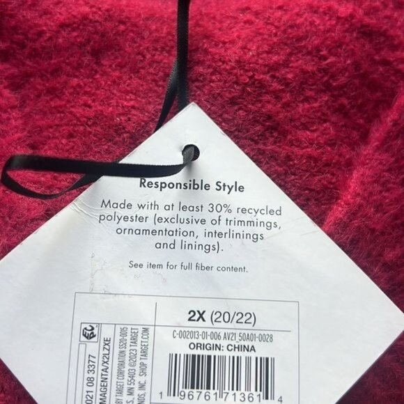 Ava & Viv Womens Plus V-Neck Sweater 2X Magenta Relaxed Fit Chic Style - Picture 8 of 8